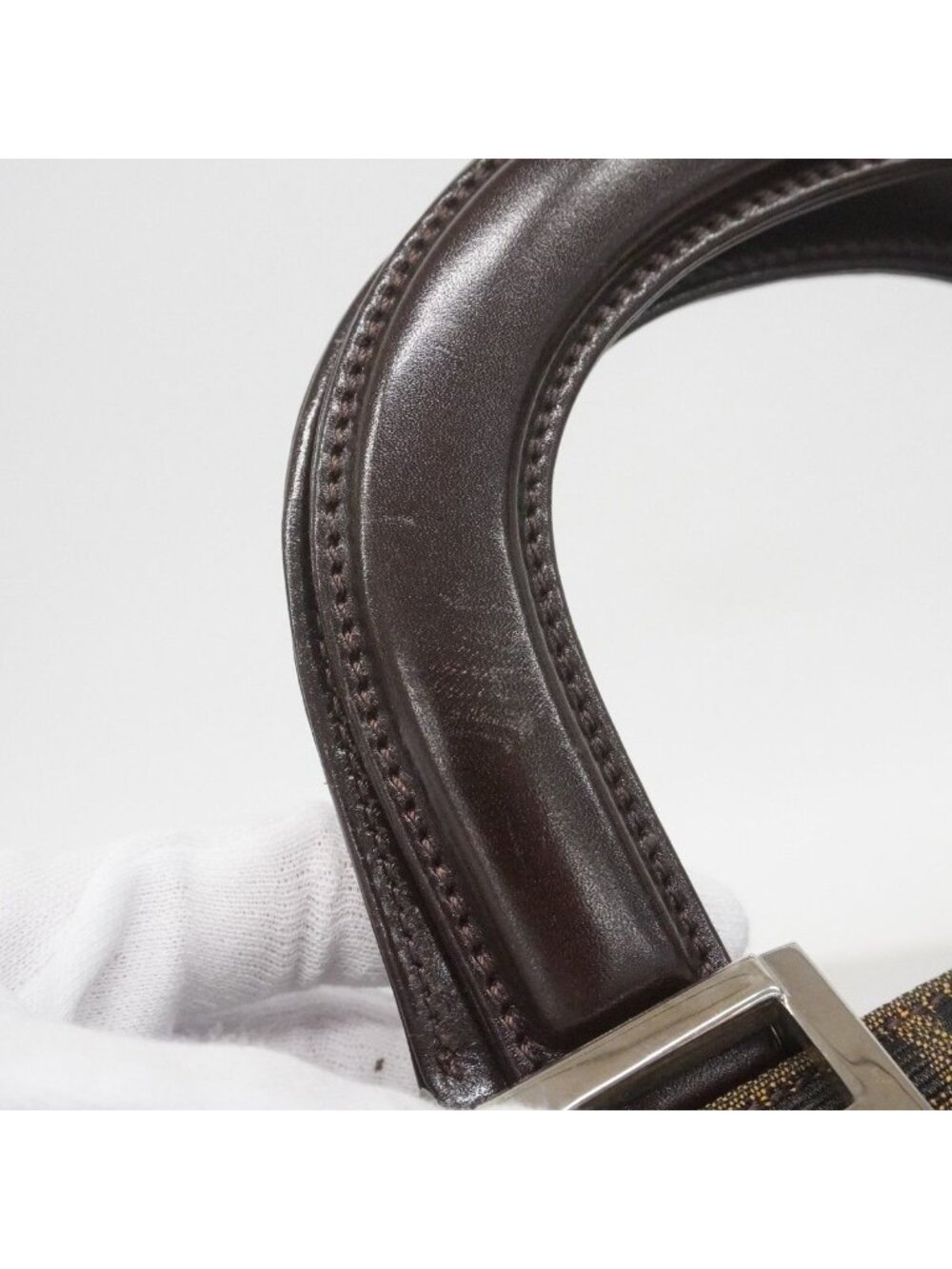 Fendi Tote Zucca Nylon Canvas Brown Silver - Picture 6 of 10